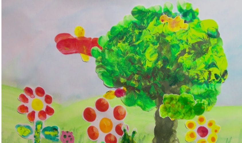 Close-up shot of finger painting.