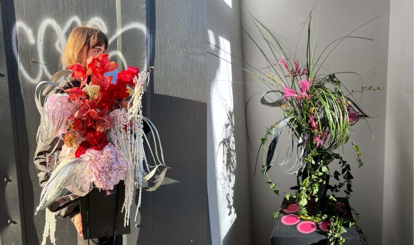 Close up shot of a bouquet of flowers.