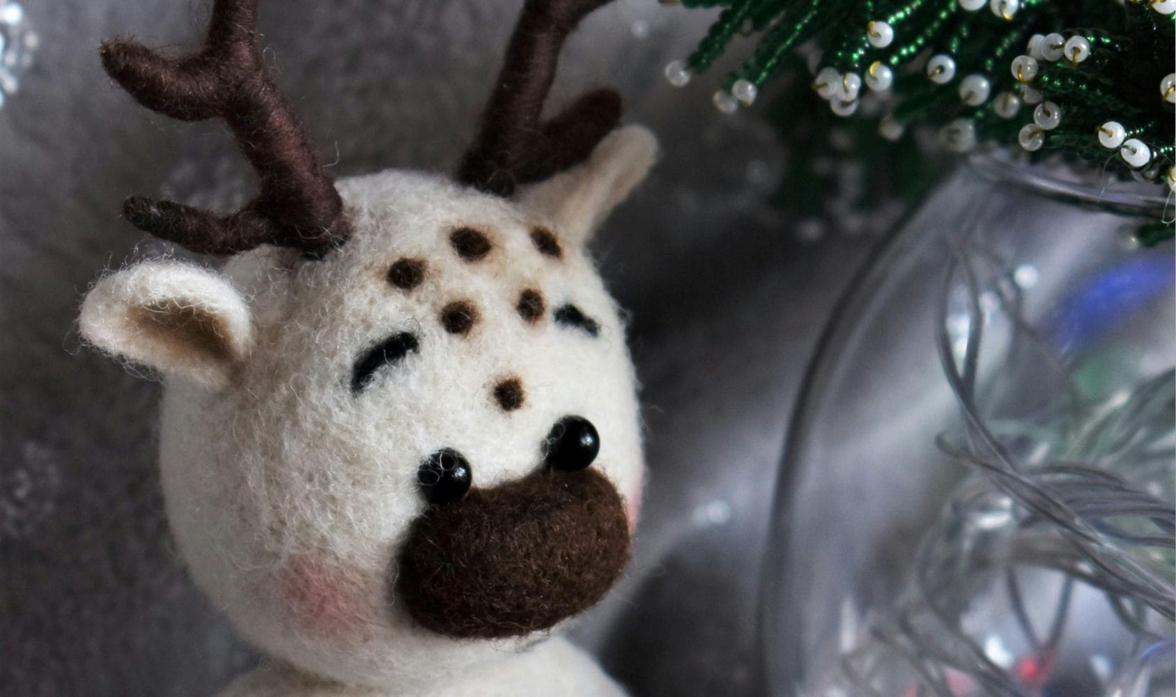 A felted reindeer.